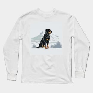 Embrace the Winter with the Rottweiler Mountain Design Long Sleeve T-Shirt